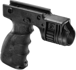 Tactical Foregrip with 1" Weapon Light Adapter and Integrated On/Off Trigger - Black